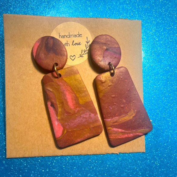 Polymer Clay Earrings “Raspberry Chocolate” - Picture 1 of 1